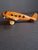 American Share Vintage 1930s Hubley Cast Iron Tat Nc-491 Dual Prop Airplane Toy Orange Nickel For Sale - Image 3 of 15