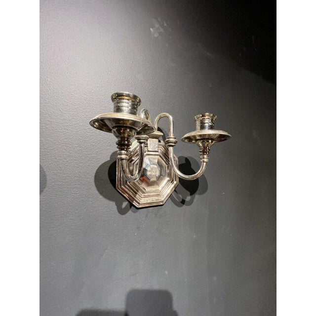 American Caldwell Silver Plated Sconces - a Pair For Sale - Image 3 of 8