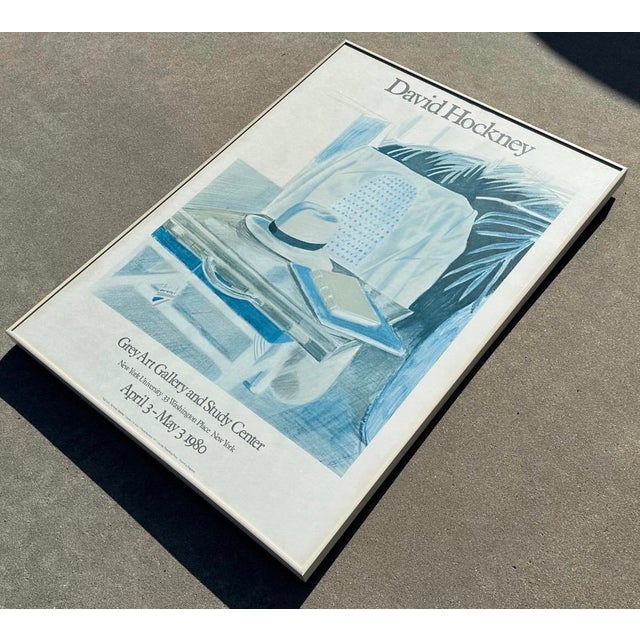 Champagne David Hockney Vintage 1980 Lithograph Print Framed Large Exhibition Poster " Still Life, Taj Hotel, Bombay " 1977 For Sale - Image 8 of 15