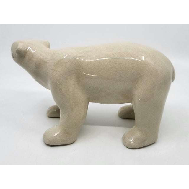 Art Deco Polar Bear Model in Crackled Ceramic by L&V Ceram, 1920s For Sale - Image 3 of 12