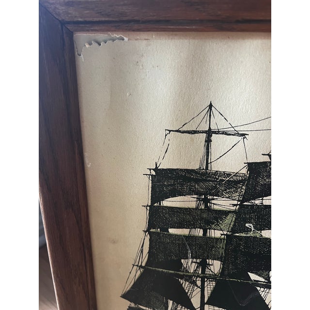 Pair of 1970s Framed Sailboat Prints For Sale - Image 4 of 9