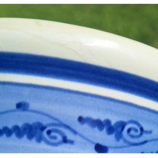 Royal Delft 1986 Hand-Painted Royal Delft (De Porceleyne Fles) 12 Inch Blue & White Chinoiserie Trumpet Beaker Vase – Model 3006 For Sale - Image 4 of 4