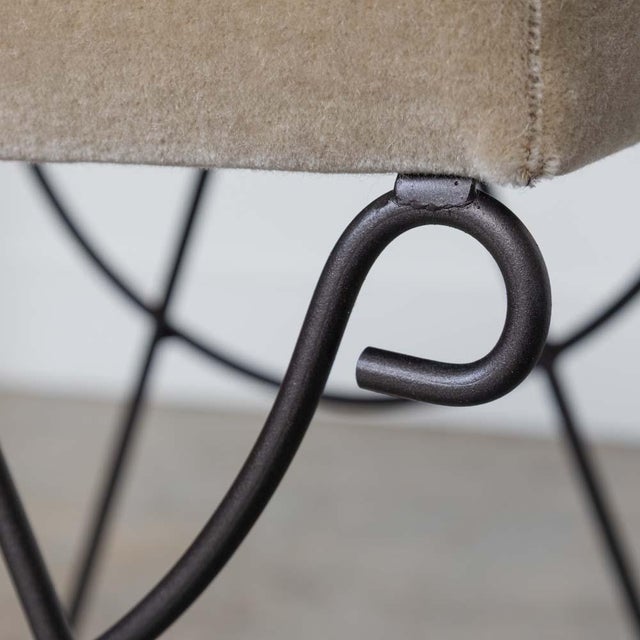 Panoplie Iron Loop Stool, Brown Mohair For Sale - Image 10 of 12
