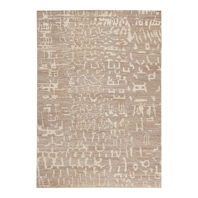 Rug & Kilim’s Contemporary Abstract Rug With Beige-Brown Geometric Patterns For Sale
