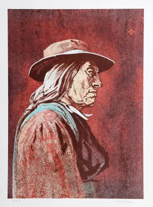 John Sherrill Houser "Portrait of a Native American Man" Lithograph