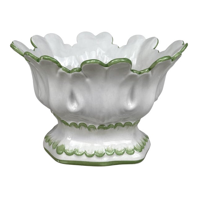 Vintage Italian Porcelain Flared Lotus Centerpiece Planter Bowl For Sale