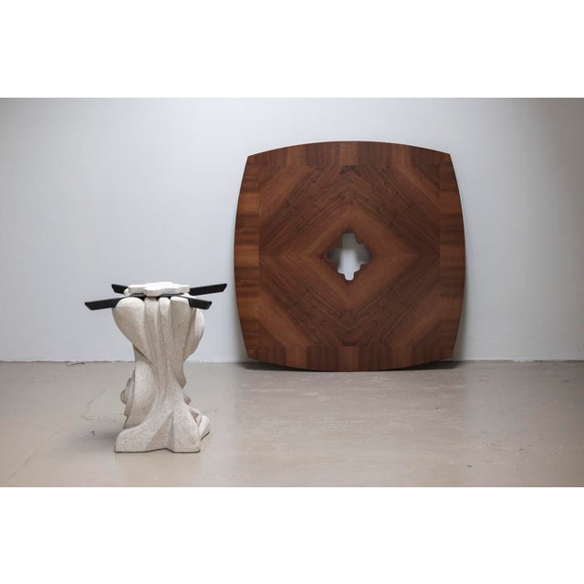 Dining table by Giandomenico Sandri for Laboratorio del Marmo in Italy. The unique base is sculpted out of white Vincenza...