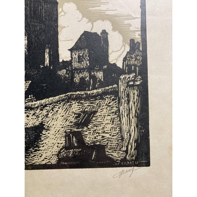 Paper Jean Ferrieu, Rodez Cathedral, 1950s, Paper, Framed For Sale - Image 7 of 14