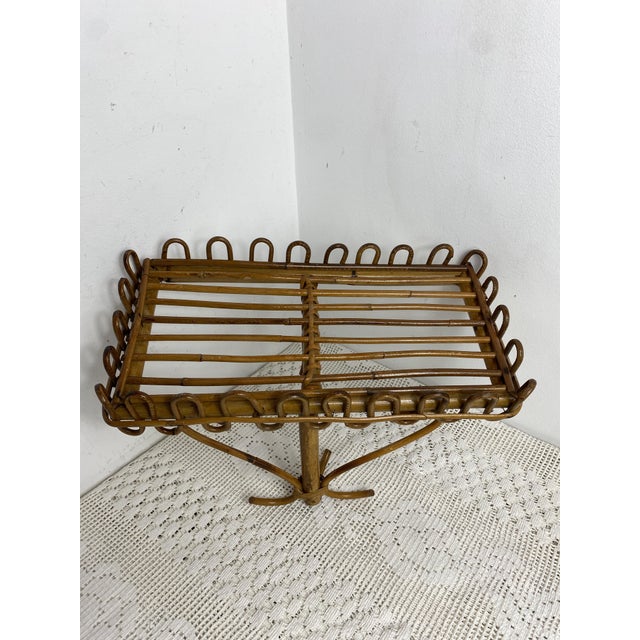 Beautiful small rattan and bamboo console or wall shelf (attributed to the Italian designer Franco Albini). Handcrafted in...