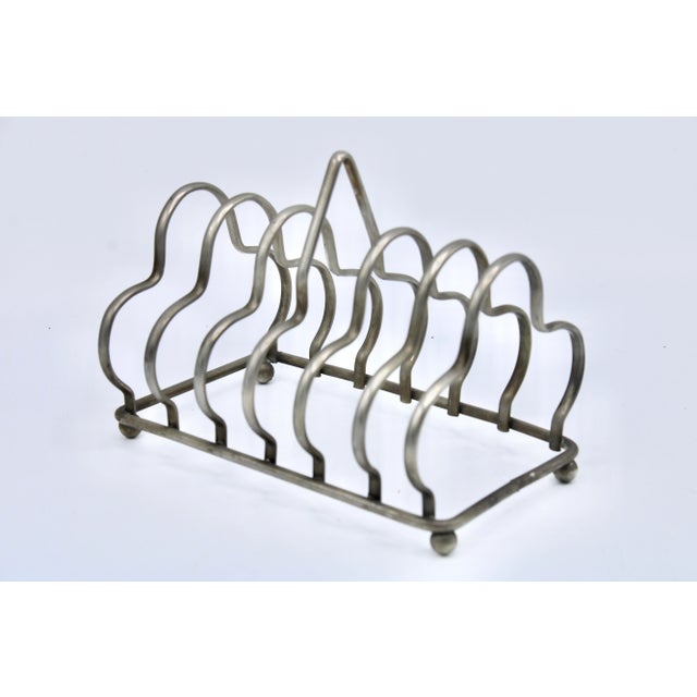 Art Deco Silver-Plate English Toast Rack / Letter Rack For Sale - Image 4 of 7