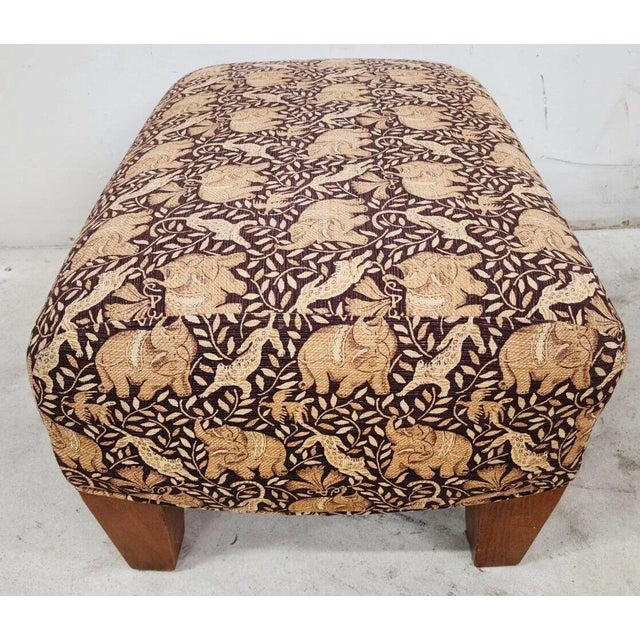 Wingback Armchair & Ottoman Elephants & Leopards Custom Designer For Sale - Image 11 of 12