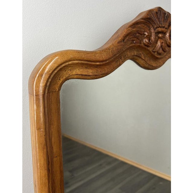 Wood French Wall Mirror with Ornate Carved Oak Frame For Sale - Image 7 of 9
