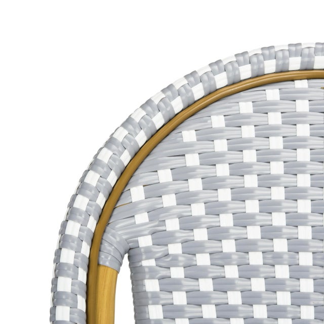 Indoor-Outdoor Stacking French Bistro Barstool in Grey & White For Sale In Philadelphia - Image 6 of 9