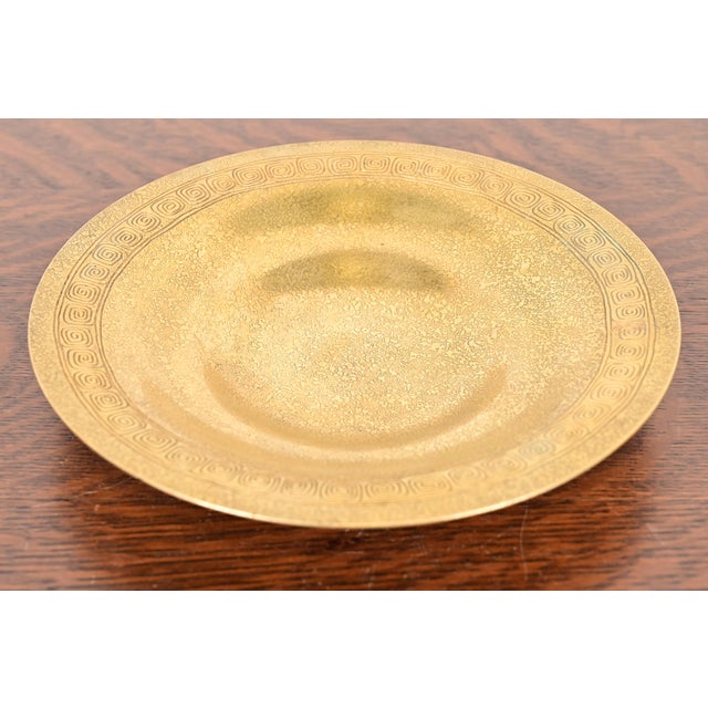 A gorgeous Arts & Crafts or Art Deco period gilt bronze plate or shallow bowl with Greek Key design By Tiffany Studios...