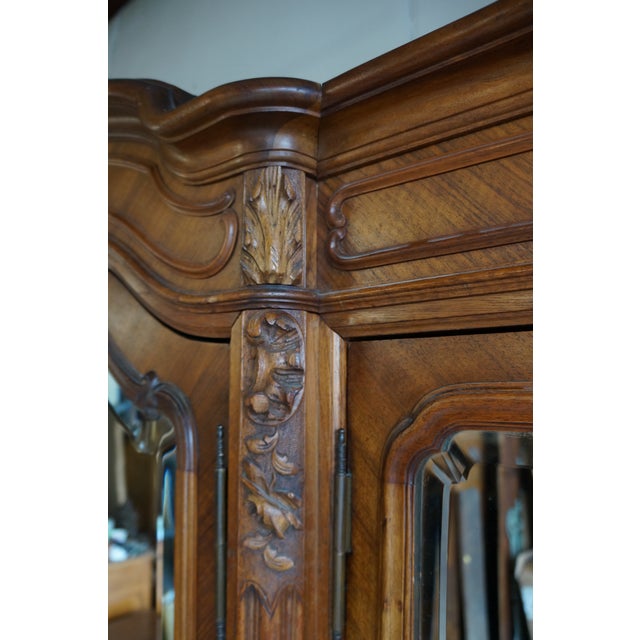 French Provincial Antique French Louis XV Rococo Triple Armoire For Sale - Image 3 of 12