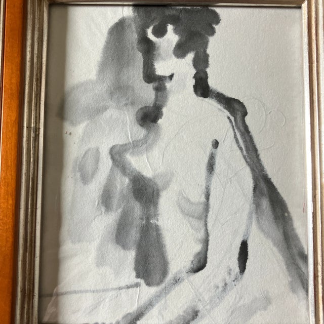 1970s original abstract female nude painting. Measures 7x8 and 10x12 overall with frame.