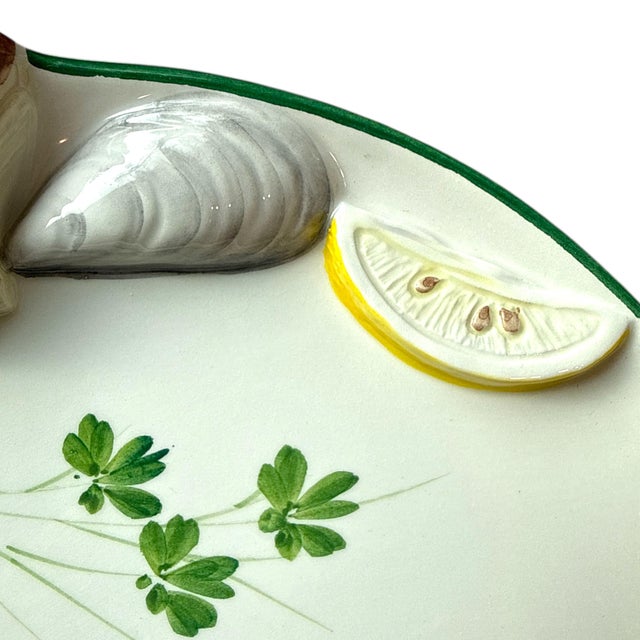 White Set of 10 Rare Vintage Italian Hand-Made Coastal Seafood Plate Set For Sale - Image 8 of 11