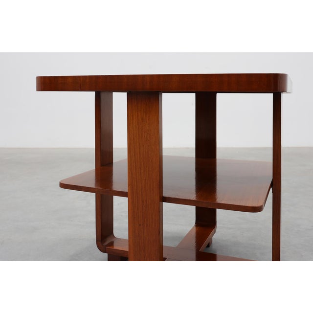 Art Deco Walnut Veneer Side Table with Shelf, Belgium, 1920s For Sale - Image 9 of 14