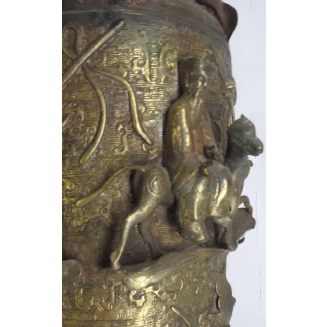 Late 18th Century Bronze Repousse Lamp Water Buffalo With Riders For Sale In Nashville - Image 6 of 10