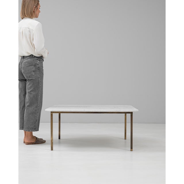 20th Century Italian Brass Coffee Table With Marble Top For Sale - Image 17 of 18