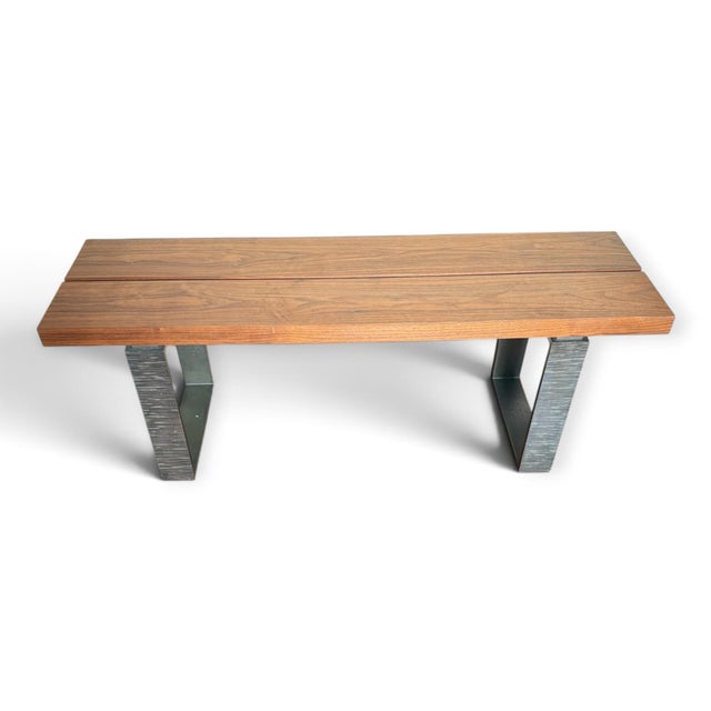 Custom Maple and Forged Iron Bench For Sale - Image 4 of 7