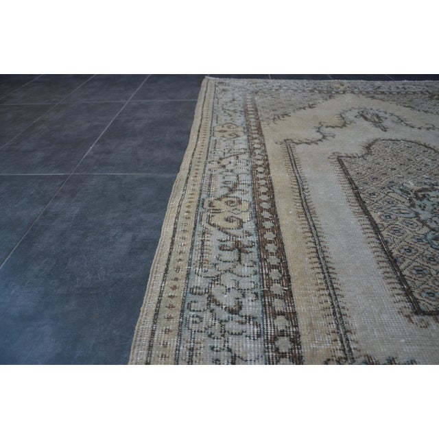 Textile 1960s Vintage Turkish Oushak Hand-Knotted Rug - 3′11″ × 6′11″ For Sale - Image 7 of 9