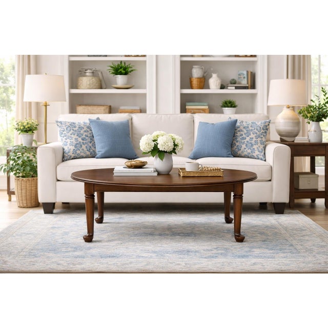 Fletcher 1930s Tryner-Fletcher Co. Los Angeles Solid Wood Drop-Leaf Coffee Table – 48” Round For Sale - Image 4 of 8