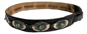Vintage 1940’s Native American Style Turquoise Nickel Silver Concho Belt