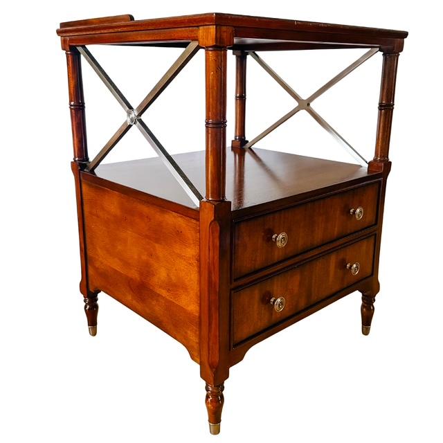 Industrial Ethan Allen Eugene Mahogany Night Tables or Nightstands - A Pair For Sale - Image 3 of 18