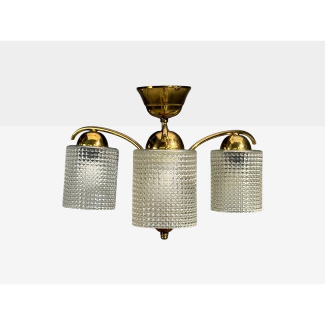 1950s Swedish Modern, Small Pendant Light, Brass, Teak, Textured Glass, Sweden For Sale - Image 4 of 12