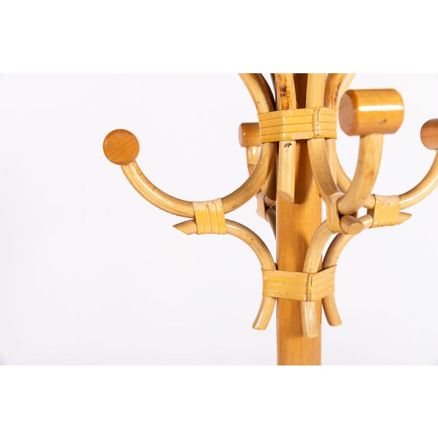Italian Bamboo-Rattan Coat Hanger, 1980s For Sale - Image 4 of 6