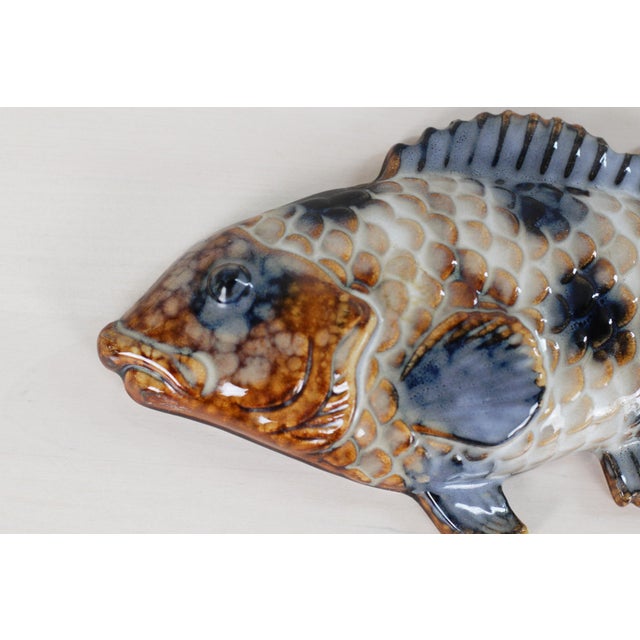 Set of 3 Mid-Century French Majolica Fish Wall Plaques | Mid-Century Vallauris Pottery For Sale - Image 9 of 18