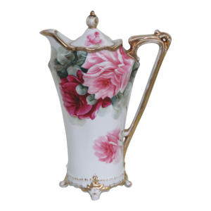 Noritake Nippon Chocolate Pot With Hand Painted Rose Pattern Early 1900s 4383b