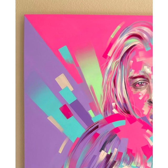 Pop Art Megan and MGK by Michelle Kohler | Acrylic and oil on canvas portrait of two figures For Sale - Image 3 of 4