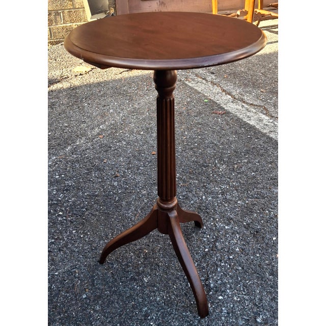 Ethan Allen Ethan Allen Stained Solid Cherry Tripod Pedestal Side Table Candle Stand For Sale - Image 4 of 7