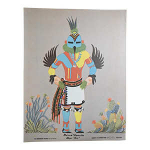 Vintage 1960 Bruce Timeche "The Hummingbird Kachina" (Do Tsa Kachina) Print – Arizona Bank Kachina Collection – Hopi Artist