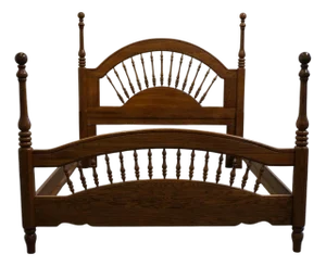 Lexington Furniture Recollections Collection Solid Oak Rustic Country French Queen Size Spindle Bed 468-140