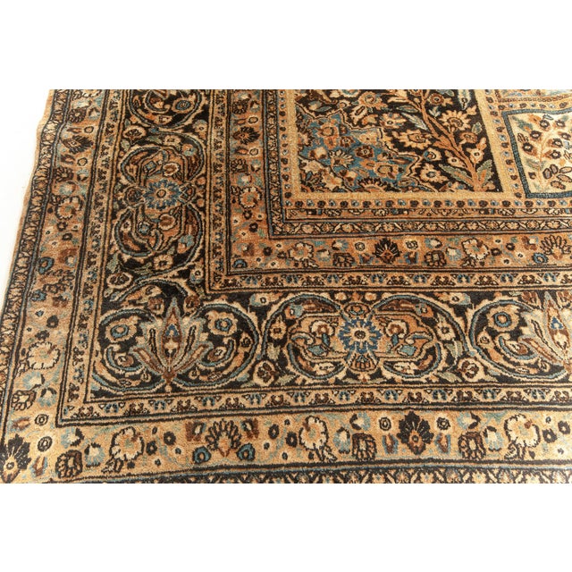 Early 20th Century Persian Meshad Rust-Blue, Walnut and Brown Handmade Wool Rug For Sale - Image 9 of 9