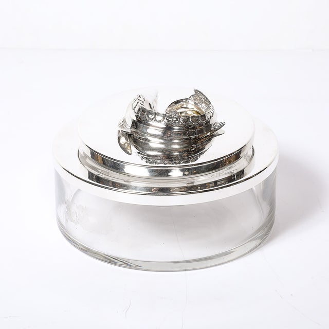 Mid 20th Century Mid-Century Silver Plate & Glass Caviar Service With Sculptural Sturgeon Handle For Sale - Image 5 of 18