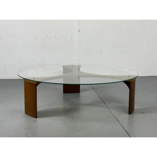 Mid-Century Modernist rare and well made Wenge wood and Glass Round Coffee Table Table is in good condition no damages on...