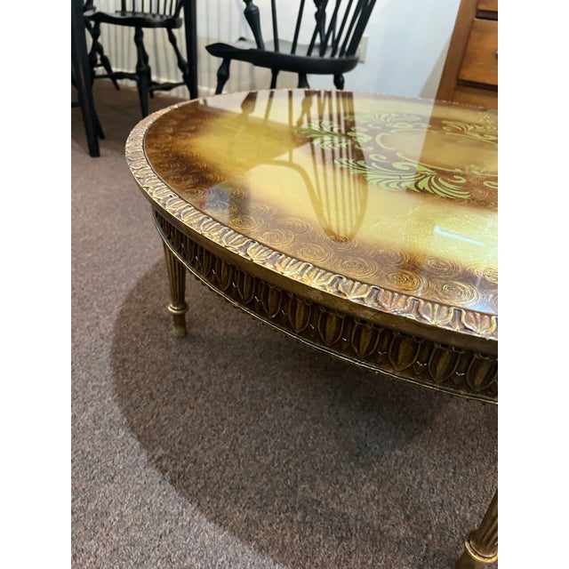 Hollywood Regency 1950s Rococo Hollywood Regency Gold Painted Coffee Table For Sale - Image 3 of 8