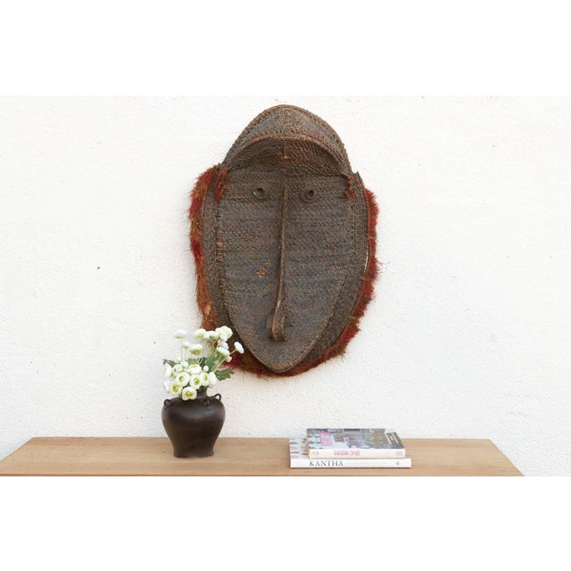 Tribal Large Antique Woven Rattan Yam Mask For Sale - Image 3 of 8