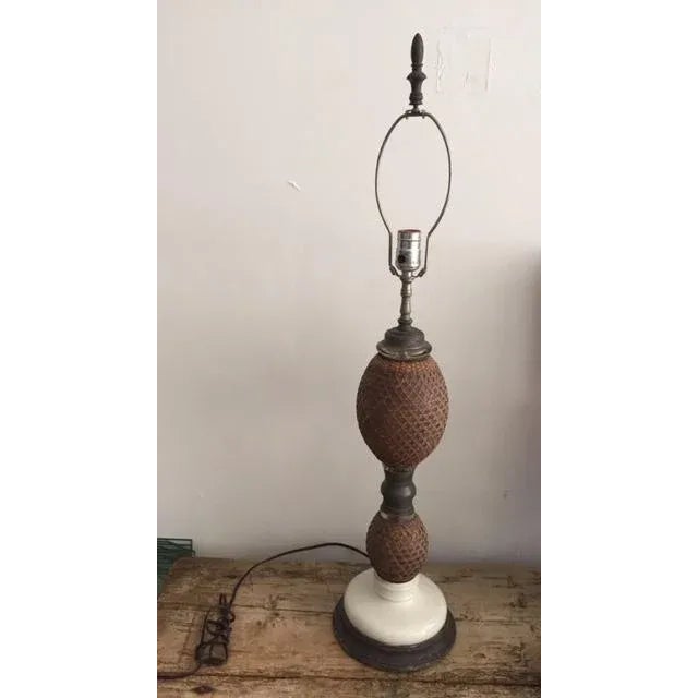 1920s 1920s Vintage Cane Wrapped Bottle Lamp For Sale - Image 5 of 5