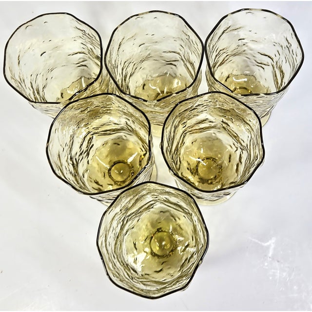 Golden Crinkle Goblets- Set of Six For Sale - Image 4 of 9