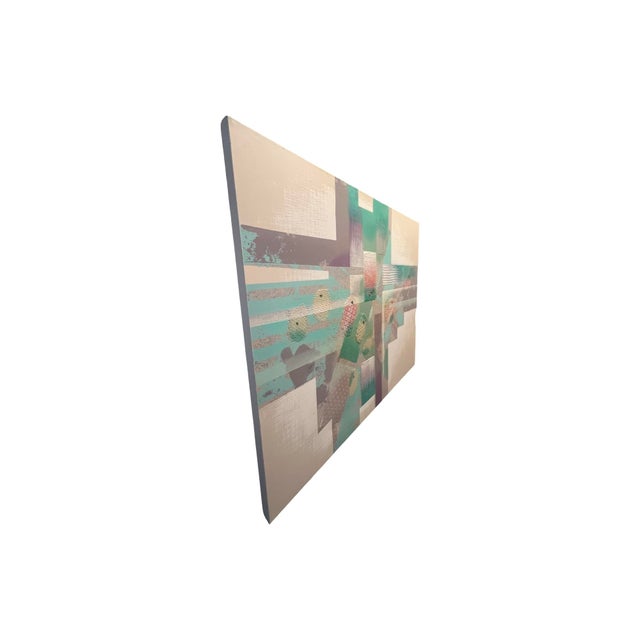 We have for your consideration a very gorgeous vintage postmodern large oil painting from around the 1980s. Painting...