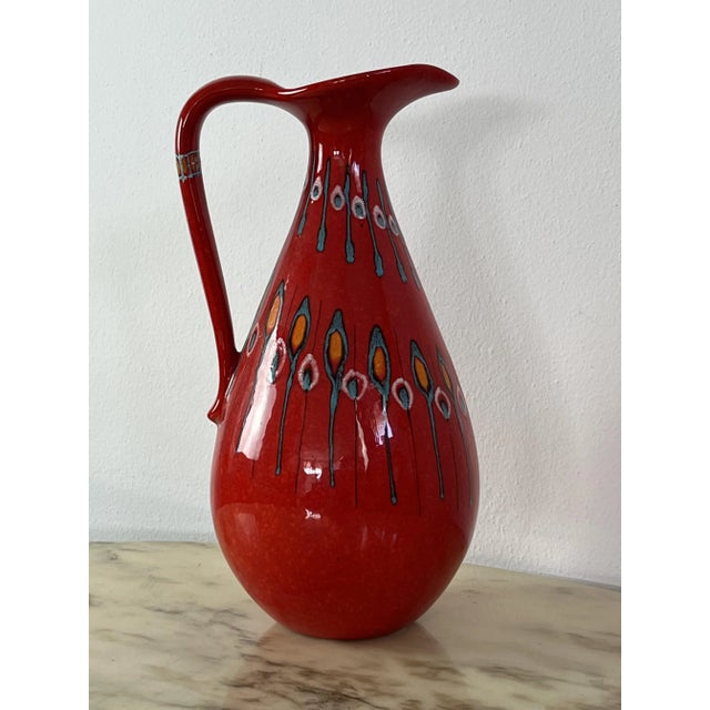 Red Ceramic Jug by Giovanni Bertoncello, Italy, 1970s For Sale - Image 8 of 8