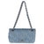 French Chanel Blue Bleached Chain Printed Denim Medium Classic Double Flap Bag For Sale - Image 3 of 8