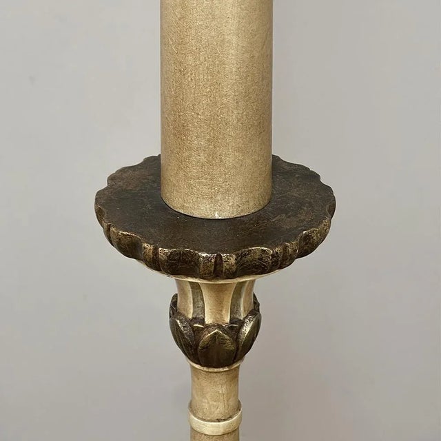 18th Century Hand-Carved & Painted Italian Candlestick Floor Lamp For Sale In Dallas - Image 6 of 13