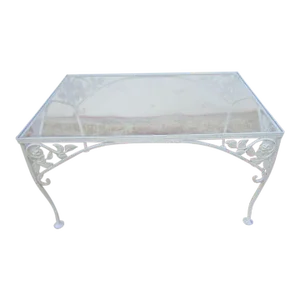 Vintage Russell Woodard Style White Patio Coffee Table