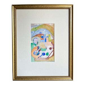 Vintage Modernist Abstract Landscape Drawing by Jewel Haley